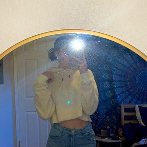 Fluffy white crop sweatshirt